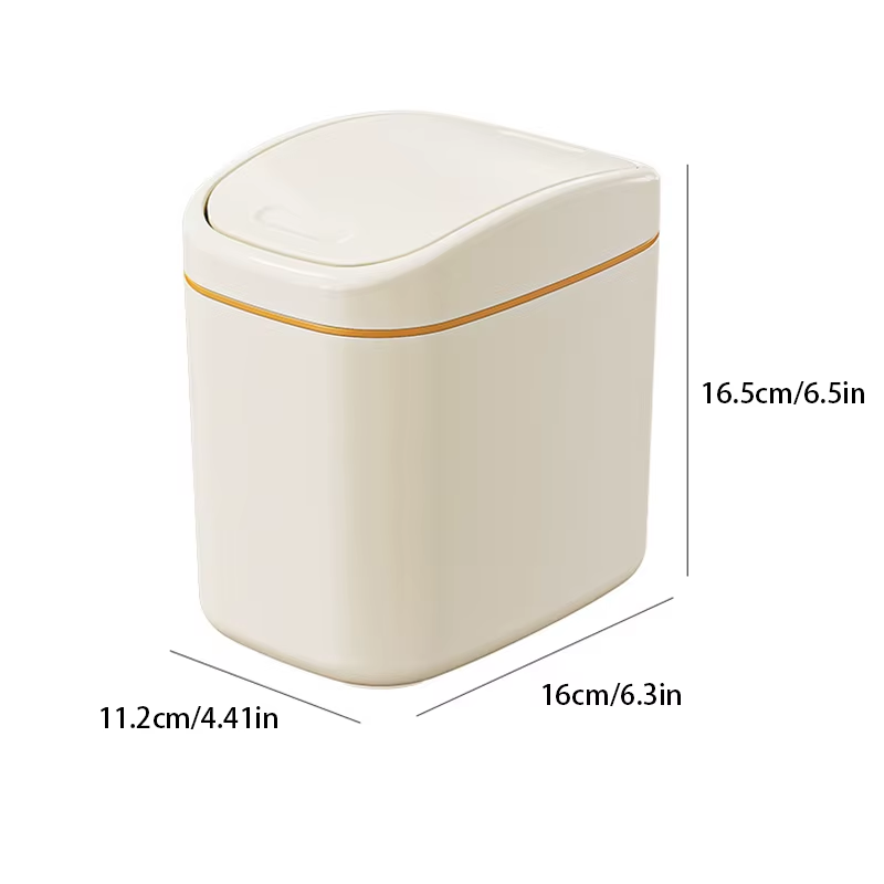Desktop Trash Can Small Mini Garbage Can Plastic Dustbin with Shake Cover for Home Office Waste Bins Household Cleaning