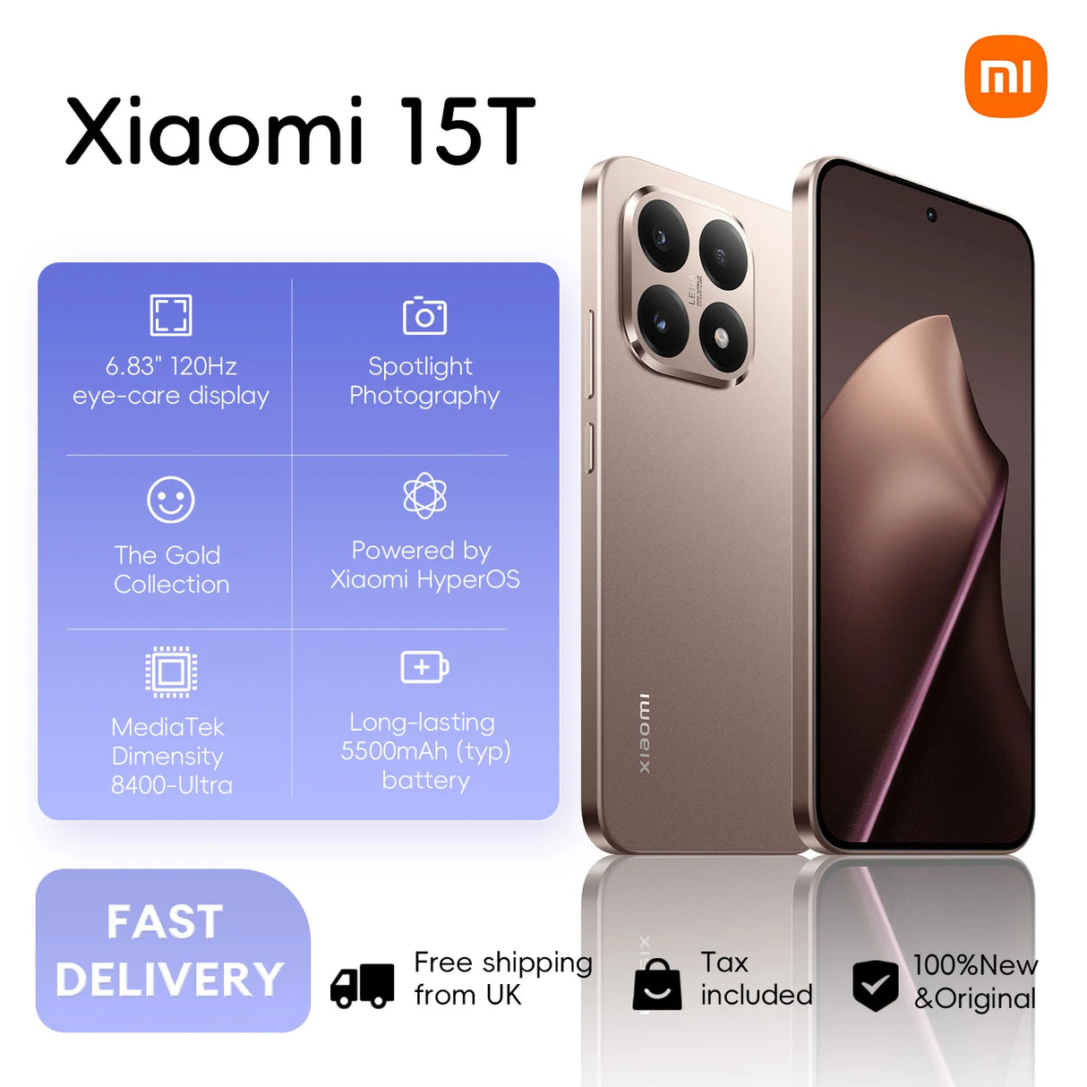 Xiaomi 15T 5G 12+512GB 6.83" 120Hz Eye-care Display 4nm MediaTek Dimensity 8400-Ultra Leica 50MP camera 5500mAh 67W Support eSIM