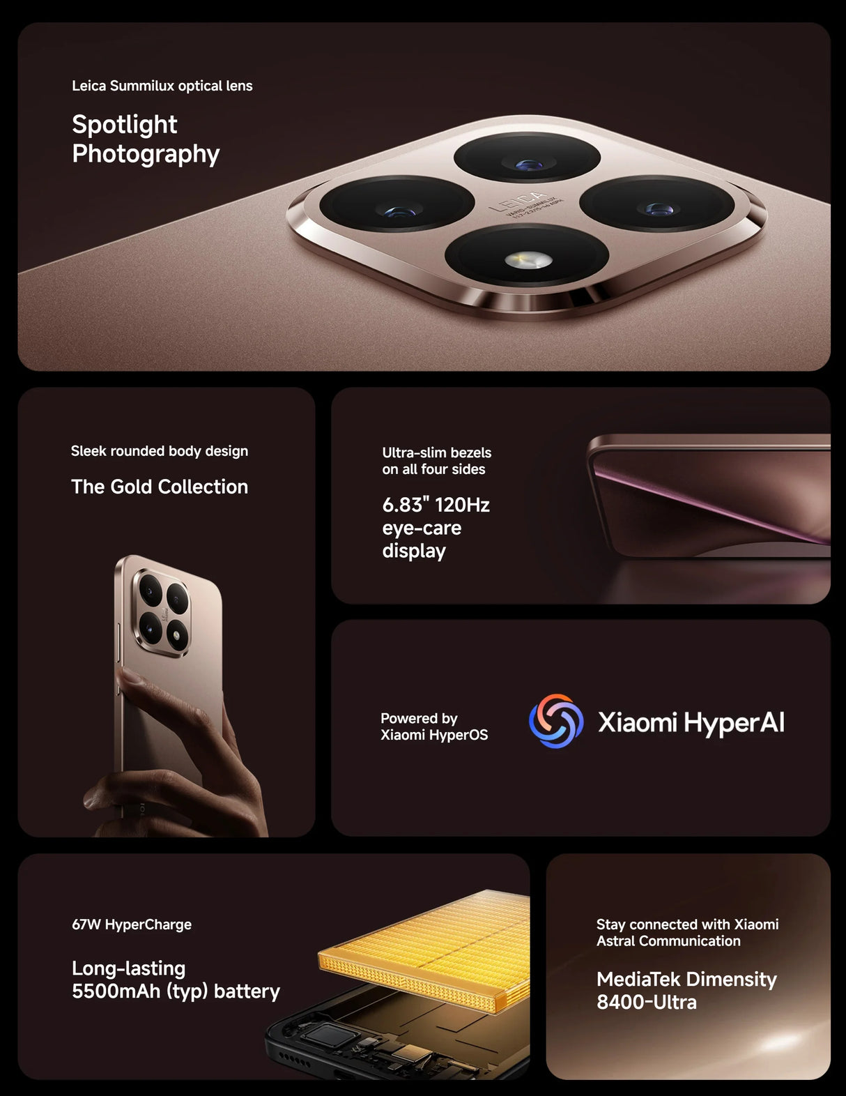 Xiaomi 15T 5G 12+512GB 6.83" 120Hz Eye-care Display 4nm MediaTek Dimensity 8400-Ultra Leica 50MP camera 5500mAh 67W Support eSIM